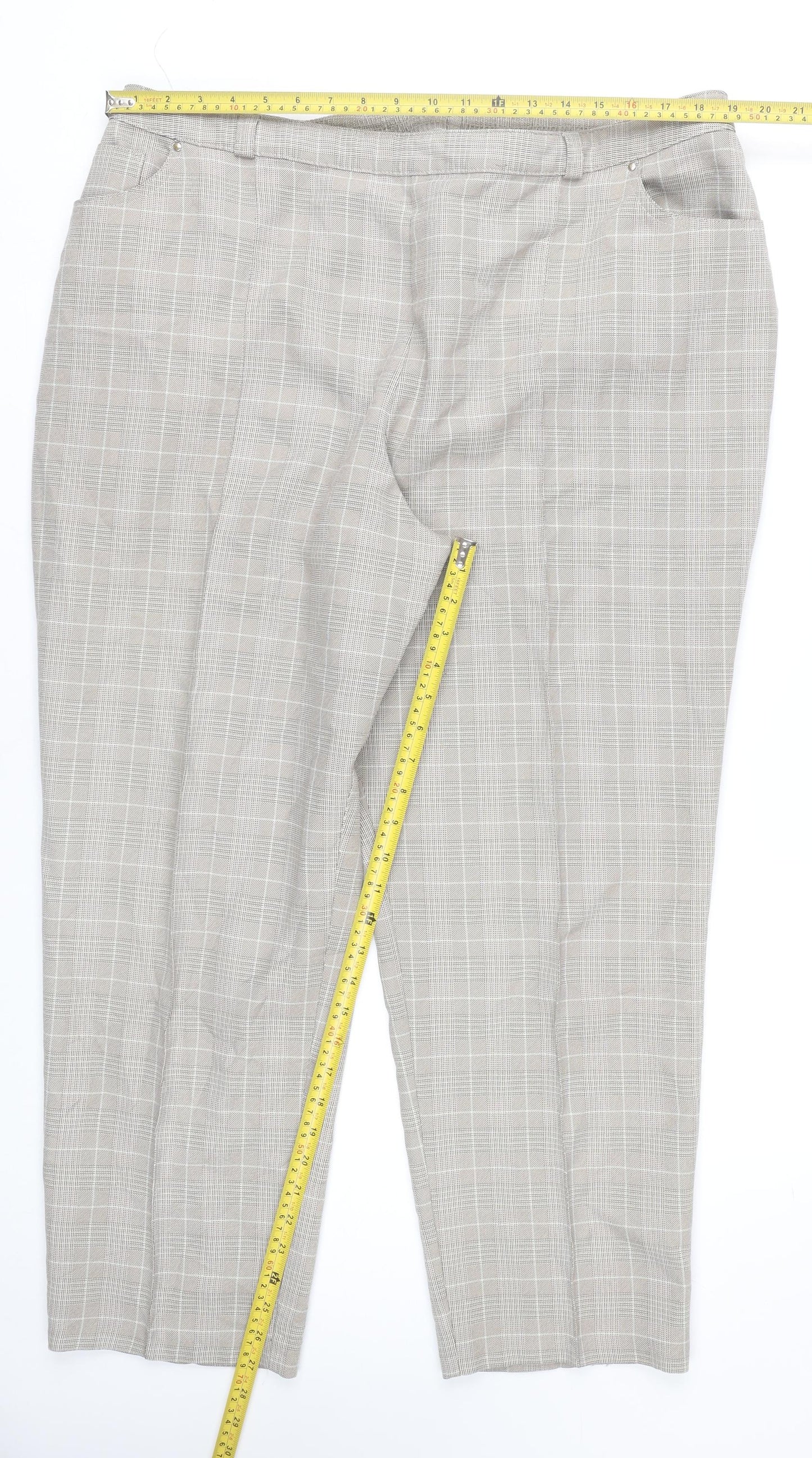 Marks and Spencer Women’s Grey Checked Trousers UK 22 Plus Size