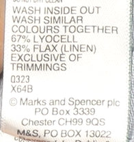 Marks and Spencer Womens Blue Size 14 Cargo Trousers Linen Blend