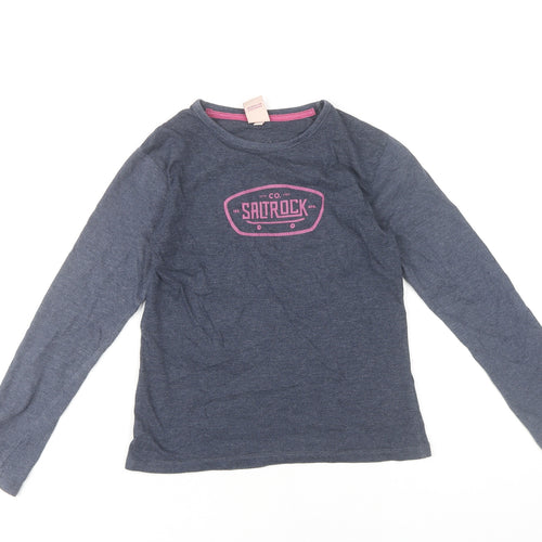 Saltrock Girls Blue Long Sleeve Graphic T-Shirt 9-10 Years Cotton