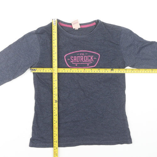 Saltrock Girls Blue Long Sleeve Graphic T-Shirt 9-10 Years Cotton