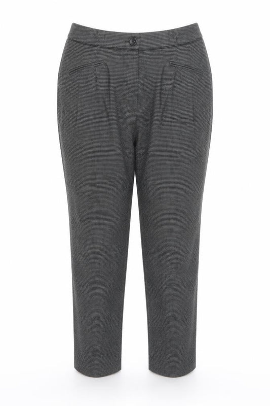 Front view of Select Women’s Grey Check Dress Pants, size UK 14, Work Trousers