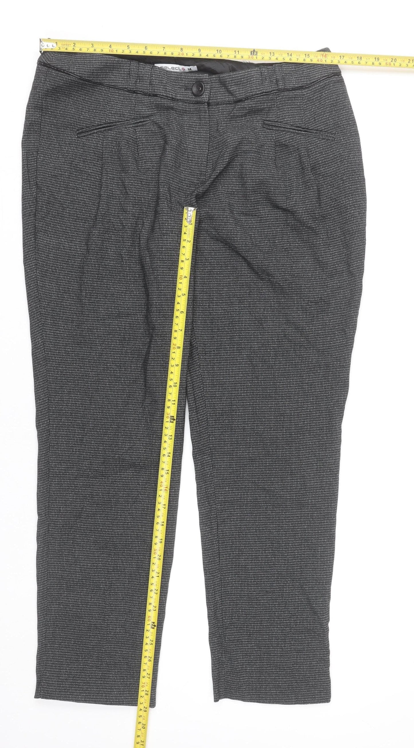 Select Women’s Grey Check Dress Pants Size 14 Work Trousers