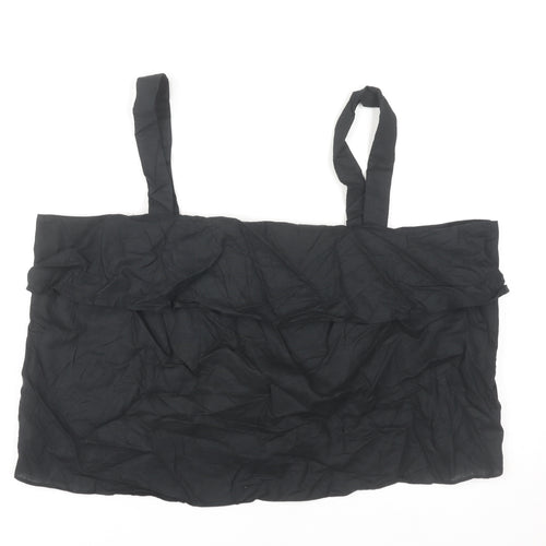 Marks and Spencer Women’s Black Linen Cotton Ruffle Tank Top Size 20