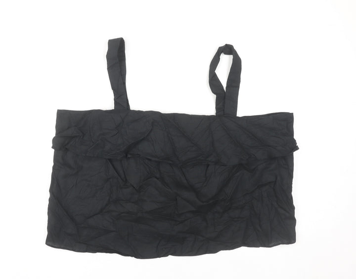 Marks and Spencer Women’s Black Linen Cotton Ruffle Tank Top Size 20