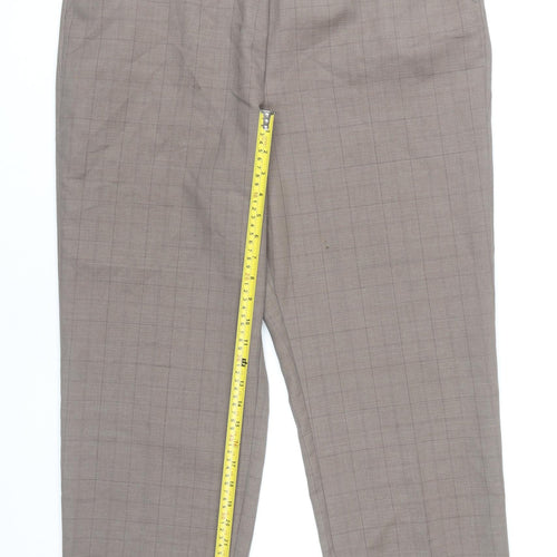 BHS Women’s Petites Brown Check Trousers Size 18 Elastic Waist