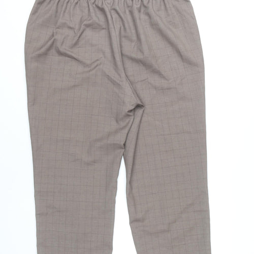 BHS Women’s Petites Brown Check Trousers Size 18 Elastic Waist