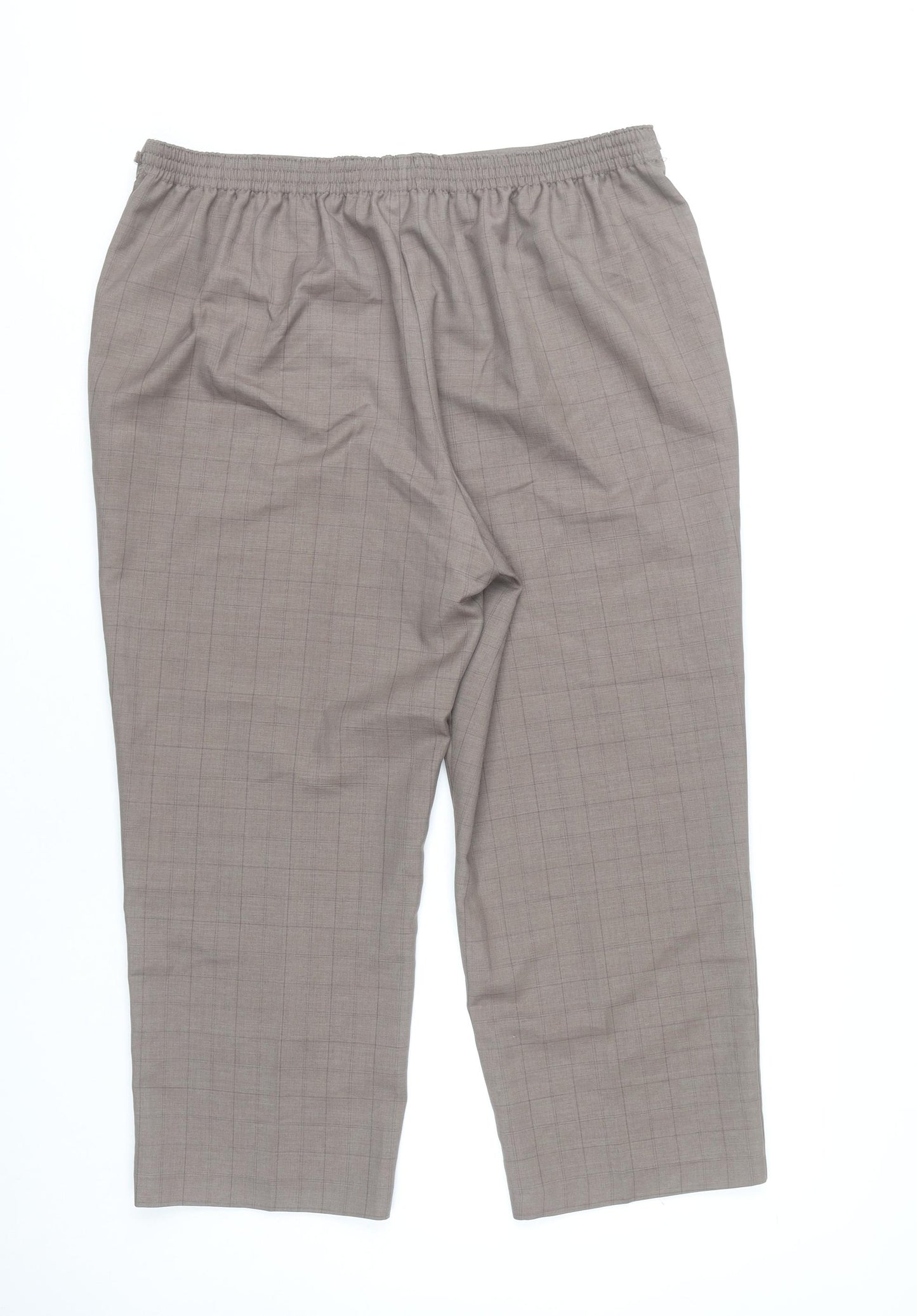 BHS Women’s Petites Brown Check Trousers Size 18 Elastic Waist