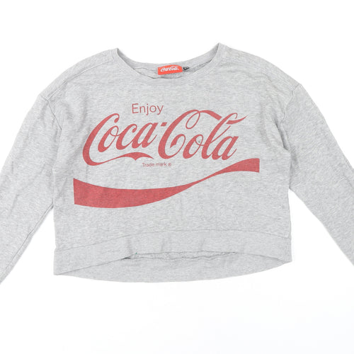 Coca Cola Girls Grey Logo Sweatshirt 12-13 Years Pullover Crew Neck