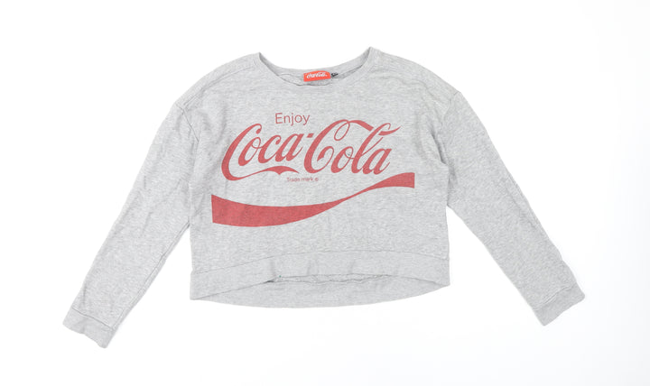 Coca Cola Girls Grey Logo Sweatshirt 12-13 Years Pullover Crew Neck
