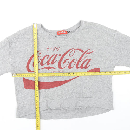 Coca Cola Girls Grey Logo Sweatshirt 12-13 Years Pullover Crew Neck