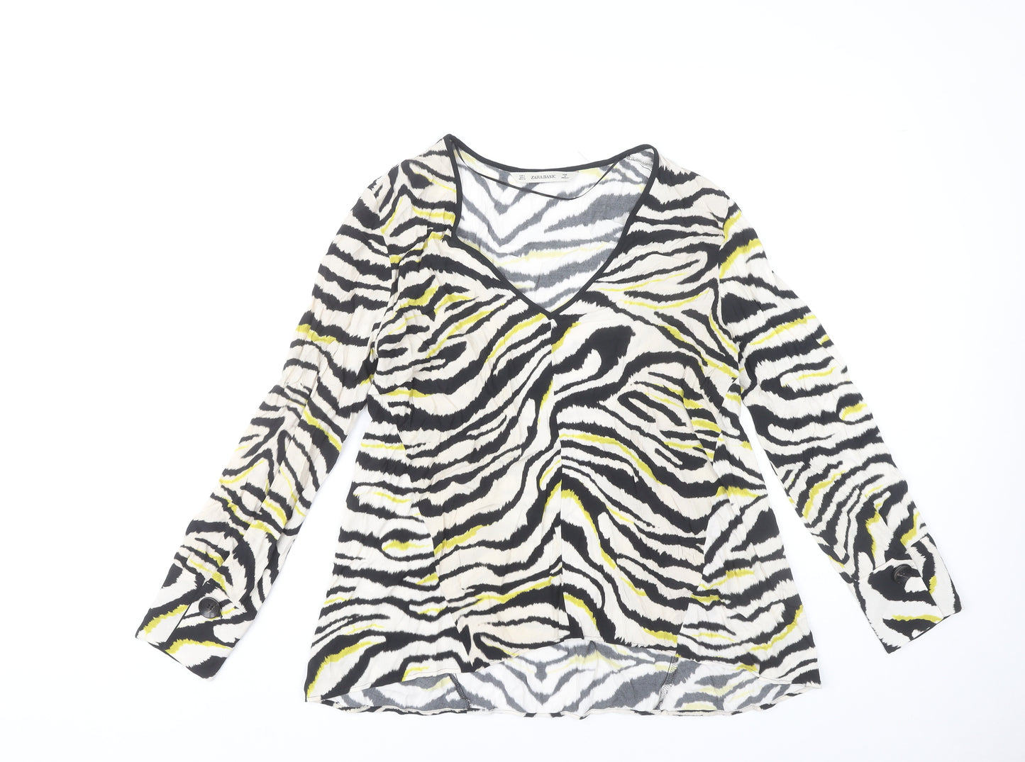 Zara Basic Womens Multicoloured Animal Print Blouse S Viscose Tunic