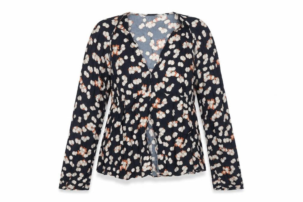 Front view of Zara Women’s Multicoloured Floral Wrap Blouse, size UK 8