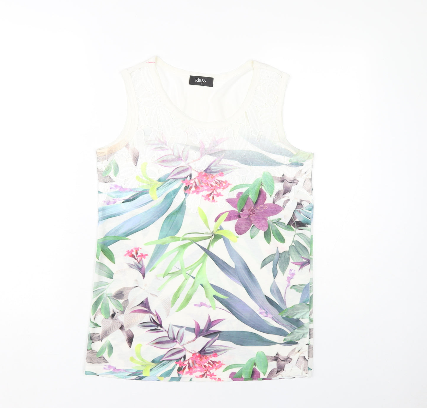 Klass Womens Multicoloured Floral Tank Top Scoop Neck Summer S