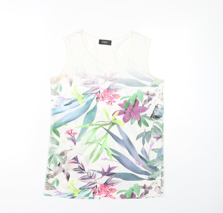 Klass Womens Multicoloured Floral Tank Top Scoop Neck Summer S