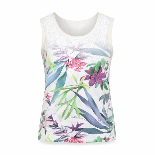 Klass Womens Multicoloured Floral Tank Top Scoop Neck Summer S