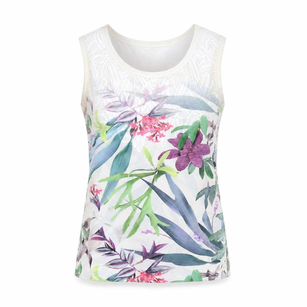 Klass Womens Multicoloured Floral Tank Top Scoop Neck Summer S