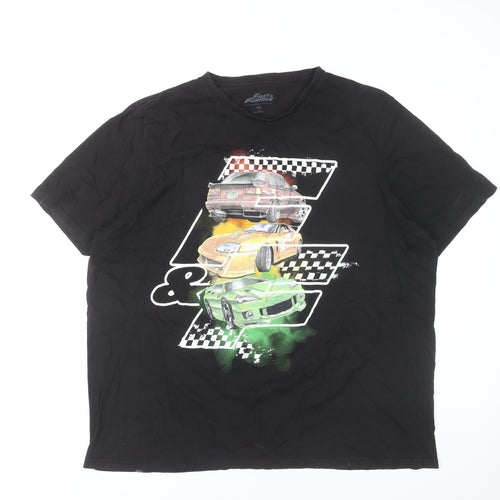 Fast & Furious Men's Black 3XL Graphic Cars T-Shirt Cotton