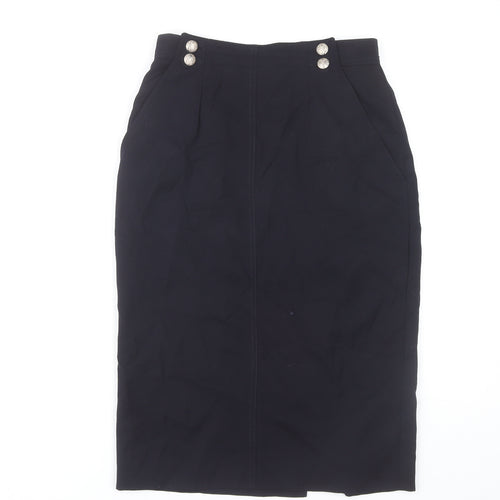 Karl Lagerfeld Womens Black Wool Pencil Midi Skirt Size 10