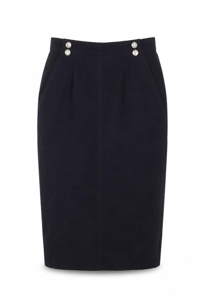 Karl Lagerfeld Womens Black Wool Pencil Midi Skirt Size 10