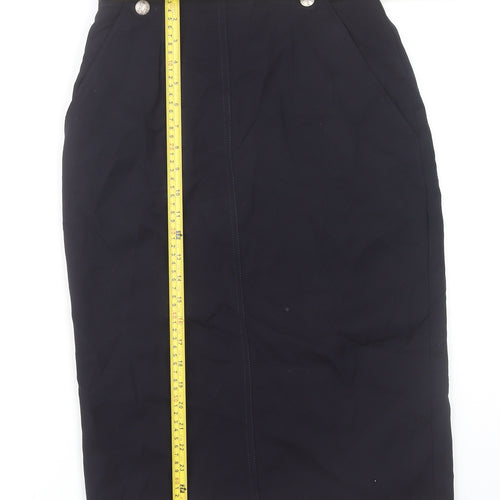 Karl Lagerfeld Womens Black Wool Pencil Midi Skirt Size 10
