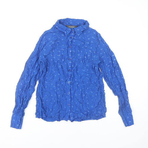 Sosandar Women’s Blue Floral Button-Up Long Sleeve Shirt Size 14