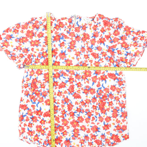 M&Co Womens Multicoloured Floral Blouse UK12 Viscose Summer Top