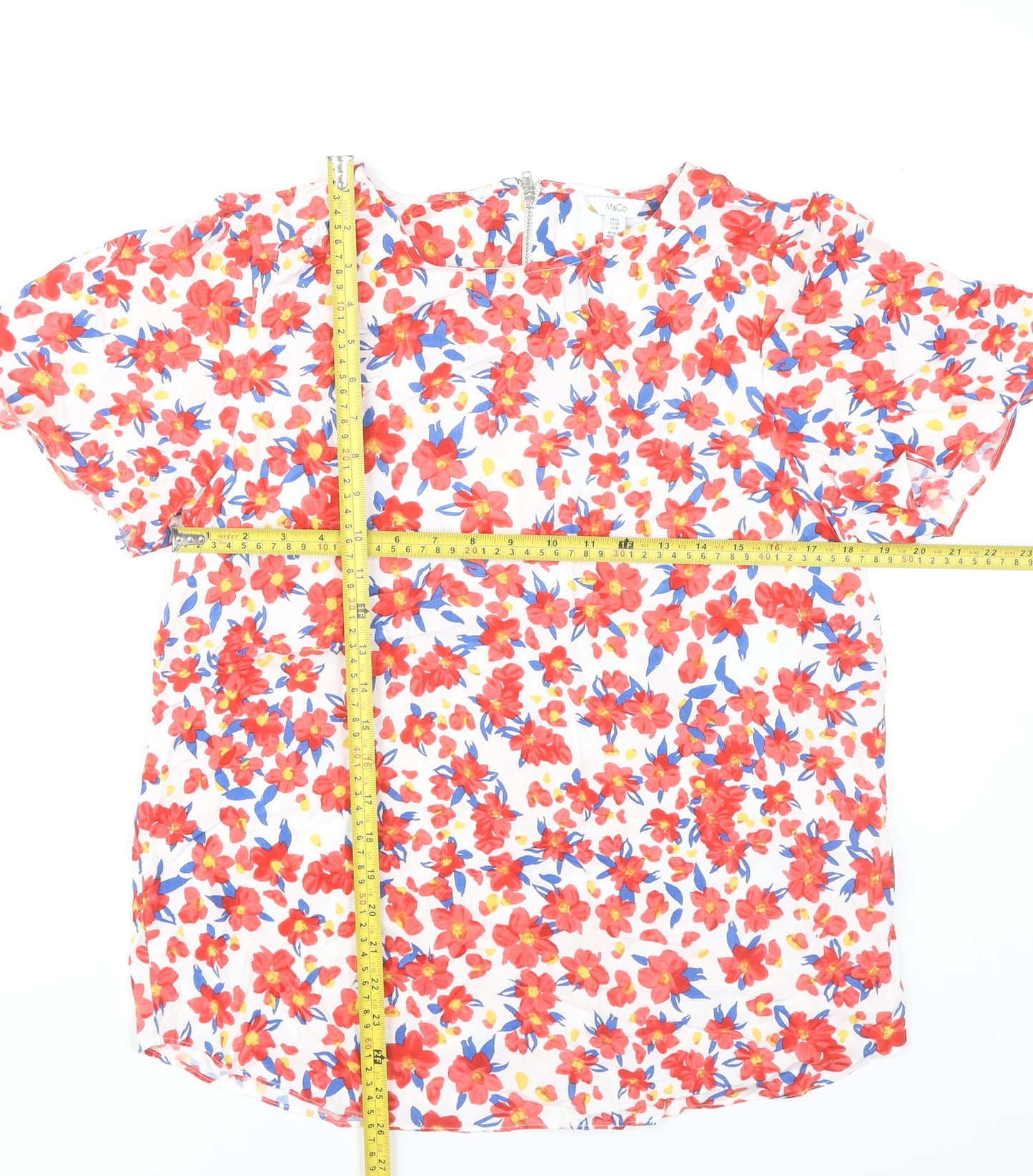 M&Co Womens Multicoloured Floral Blouse UK12 Viscose Summer Top