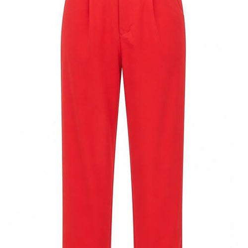 Boohoo Women’s Red High Rise Pleated Straight Trousers UK 6