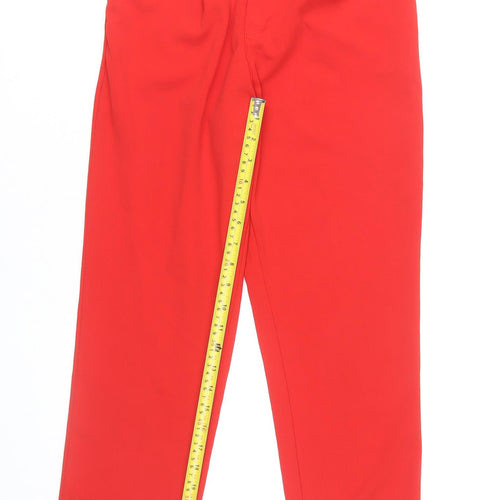 Boohoo Women’s Red High Rise Pleated Straight Trousers UK 6