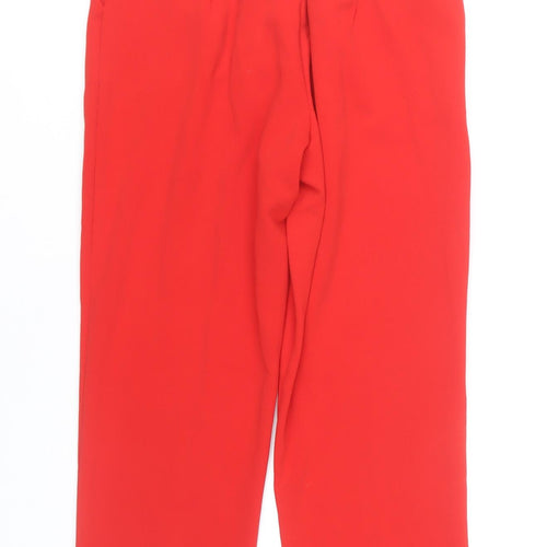 Boohoo Women’s Red High Rise Pleated Straight Trousers UK 6