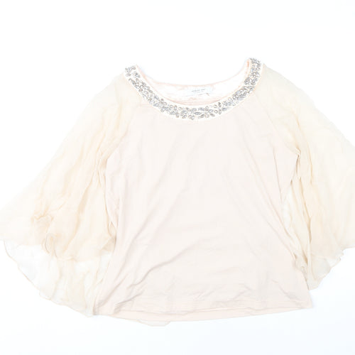 Jacques Vert Women Ivory Beaded Tunic Blouse S Formal Wedding