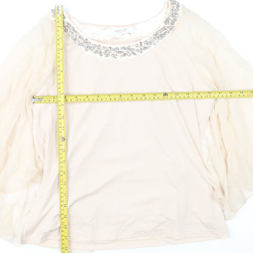 Jacques Vert Women Ivory Beaded Tunic Blouse S Formal Wedding