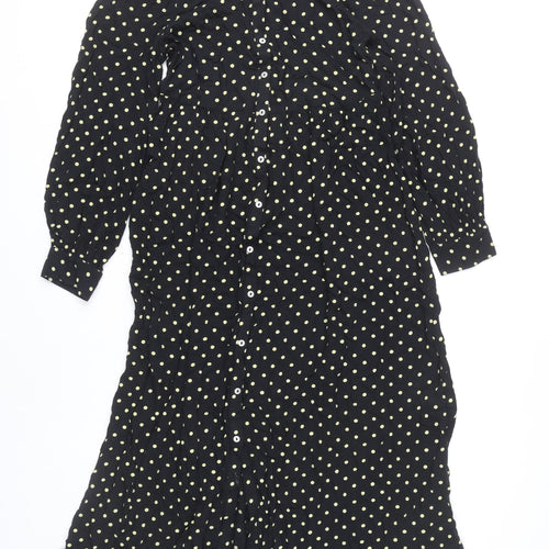 Marks and Spencer Women’s Black Polka Dot Long Shirt Dress Size 8