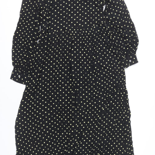 Marks and Spencer Women’s Black Polka Dot Long Shirt Dress Size 8