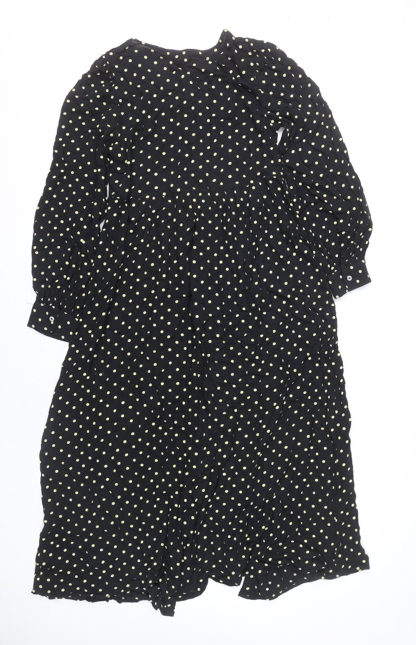 Marks and Spencer Women’s Black Polka Dot Long Shirt Dress Size 8