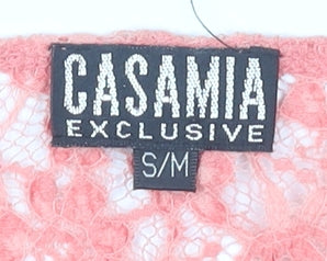 Casamia Women’s Pink Lace Scoop Neck Blouse S Short Sleeve