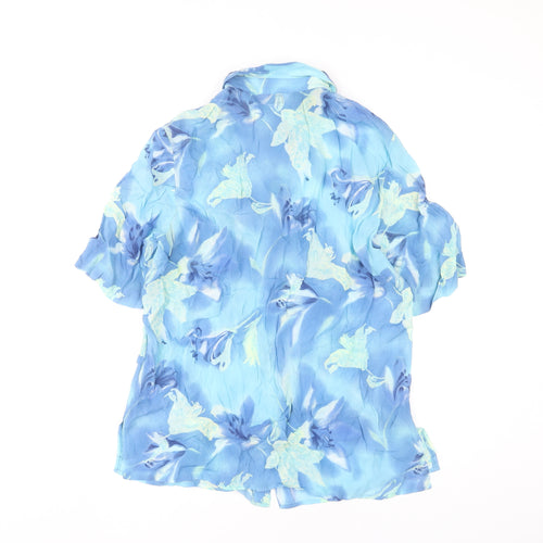 Blanchelle Womens Blue Floral Viscose Button-Up Shirt Size 16