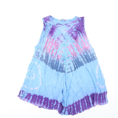 Pebble Bay Women’s Multicoloured Tie-Dye Tunic Top S Sleeveless V-Neck