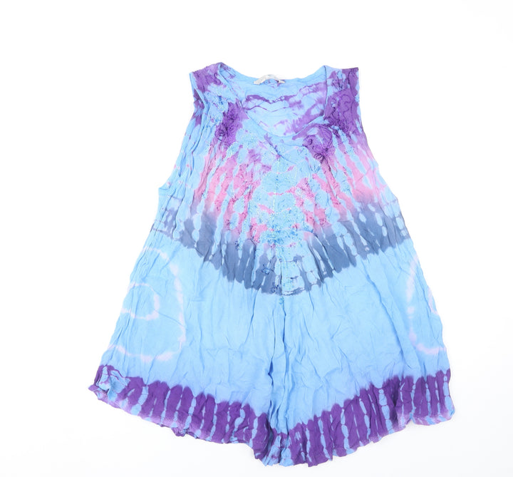 Pebble Bay Women’s Multicoloured Tie-Dye Tunic Top S Sleeveless V-Neck