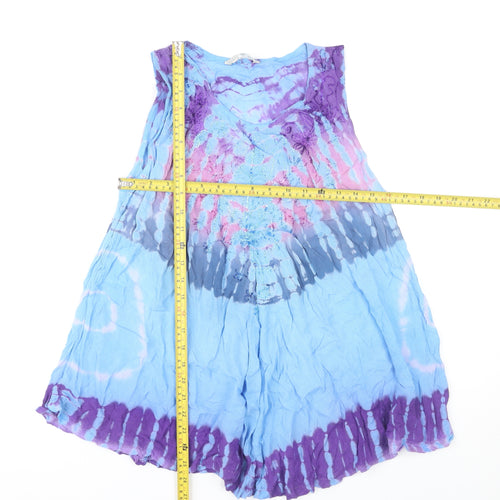 Pebble Bay Women’s Multicoloured Tie-Dye Tunic Top S Sleeveless V-Neck