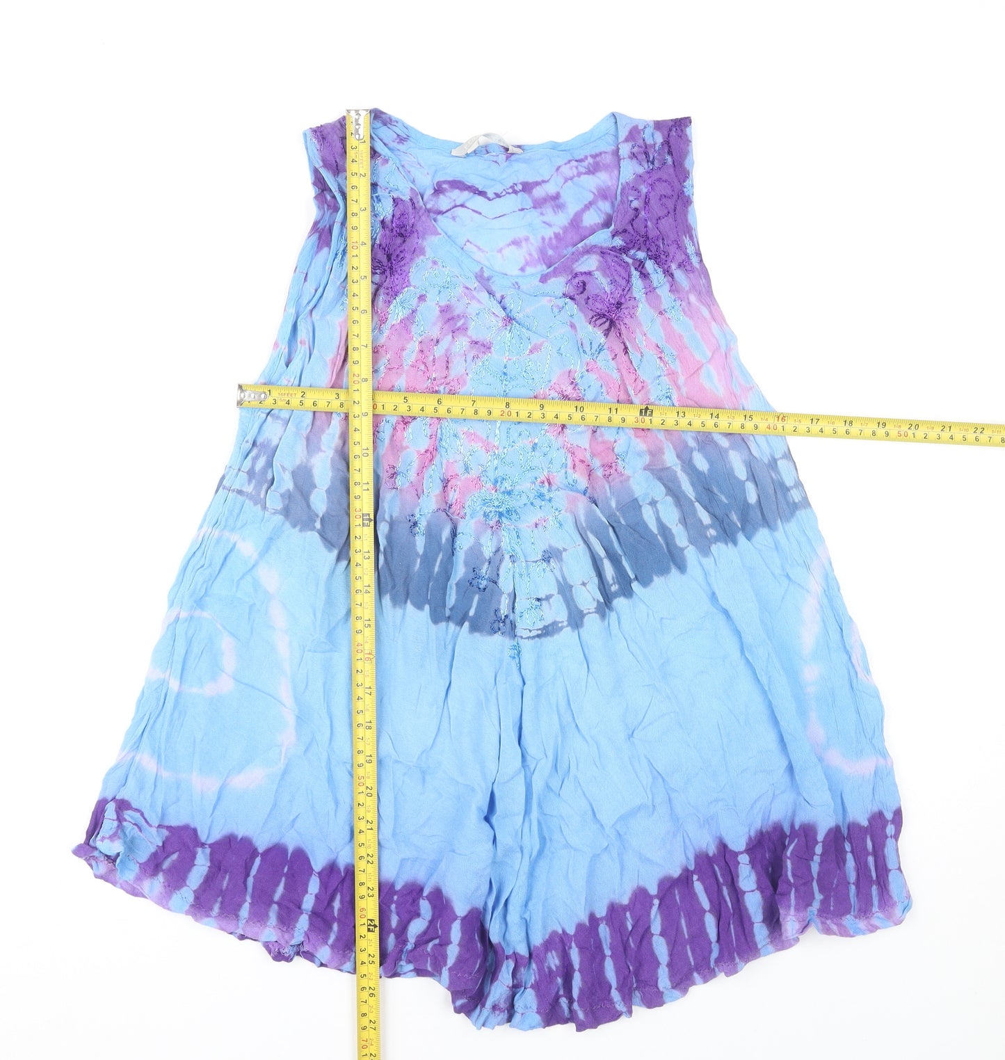 Pebble Bay Women’s Multicoloured Tie-Dye Tunic Top S Sleeveless V-Neck