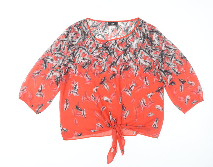 Wallis Women’s Red Feather Print Tunic Blouse Size M