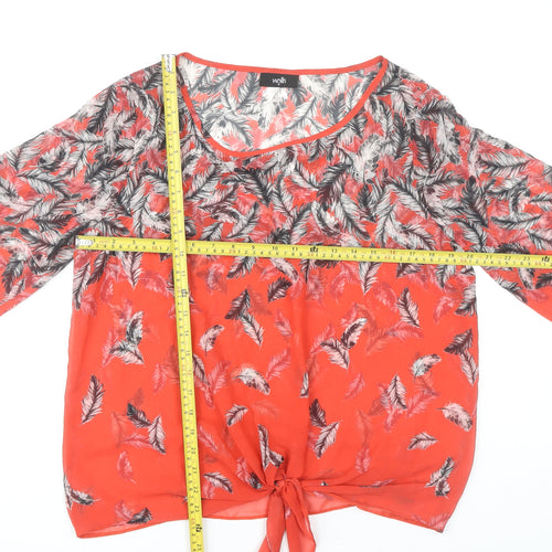 Wallis Women’s Red Feather Print Tunic Blouse Size M