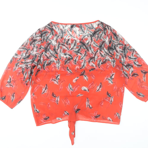 Wallis Women’s Red Feather Print Tunic Blouse Size M