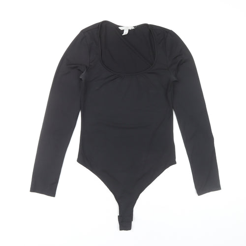 H&M Women’s Black Long Sleeve Bodysuit Size 8 Slim Fit Stretch