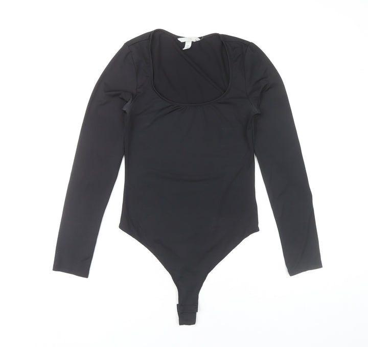 H&M Women’s Black Long Sleeve Bodysuit Size 8 Slim Fit Stretch