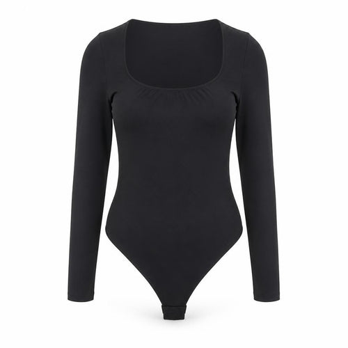 H&M Women’s Black Long Sleeve Bodysuit Size 8 Slim Fit Stretch