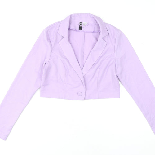 H&M Women’s Purple Cropped Blazer Size 6 Slim Fit Party Jacket
