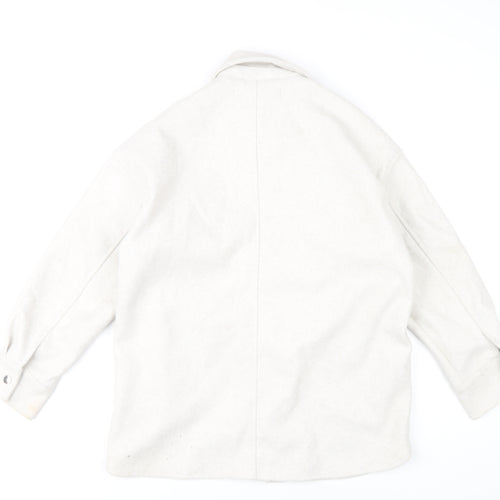 Zara Women Ivory XS Basic Jacket Button Front Polyester