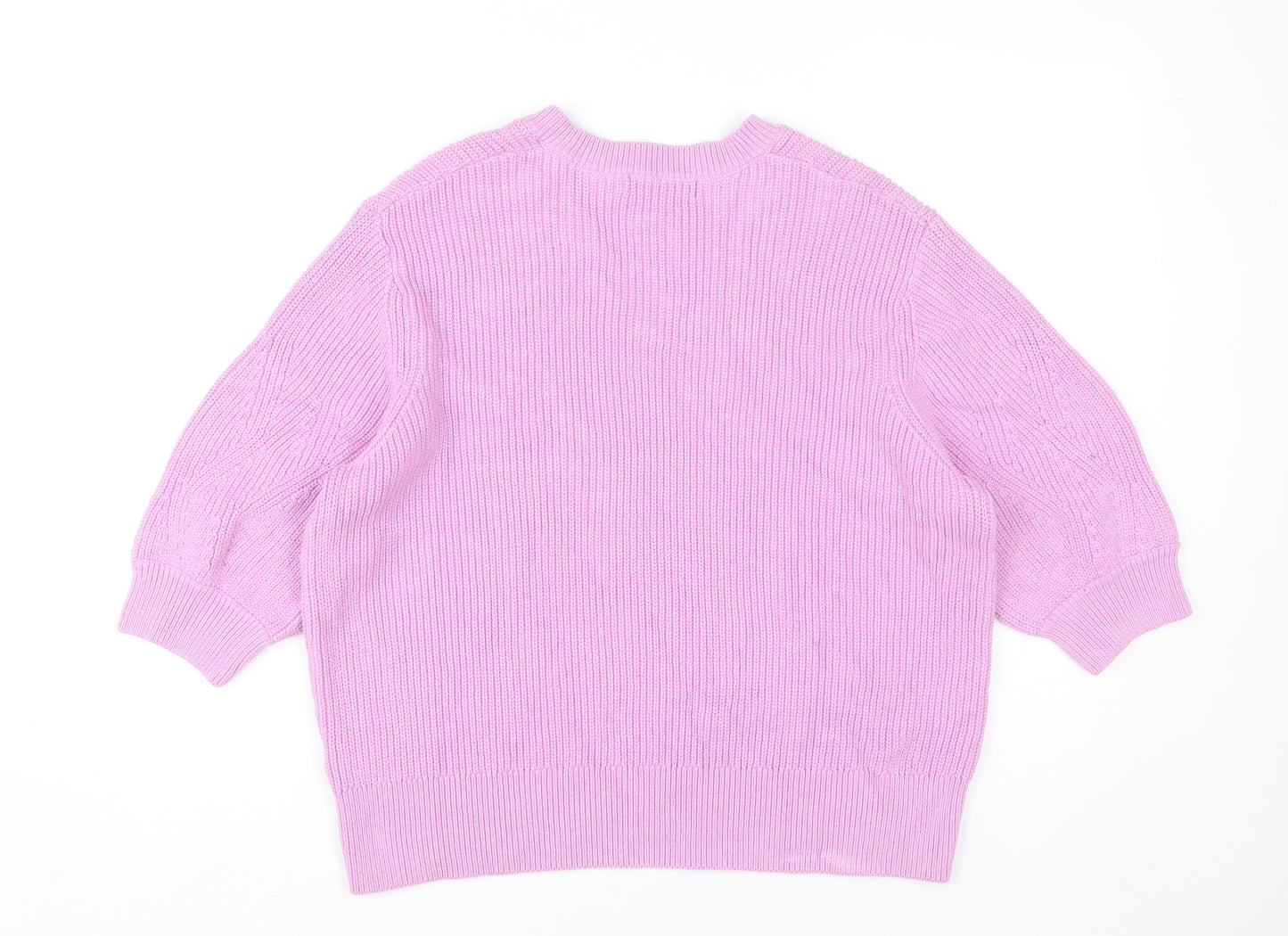 Marks and Spencer Women’s Pink V-Neck Cotton Knit Jumper L